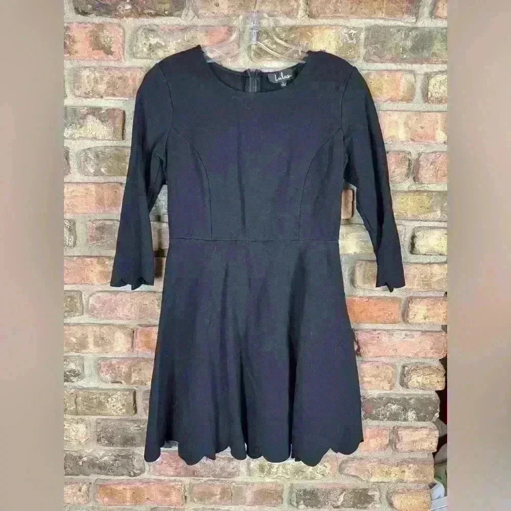 Lulu's Cumulonimbus Scalloped Skater Dress Large